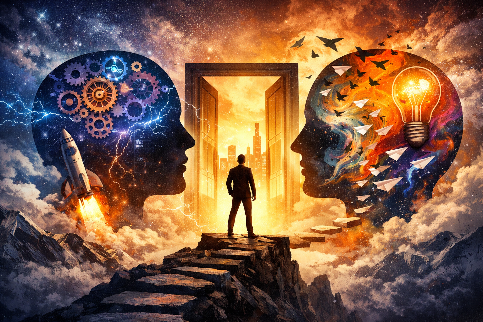Ilustración sobre el pensamiento divergente y la innovación